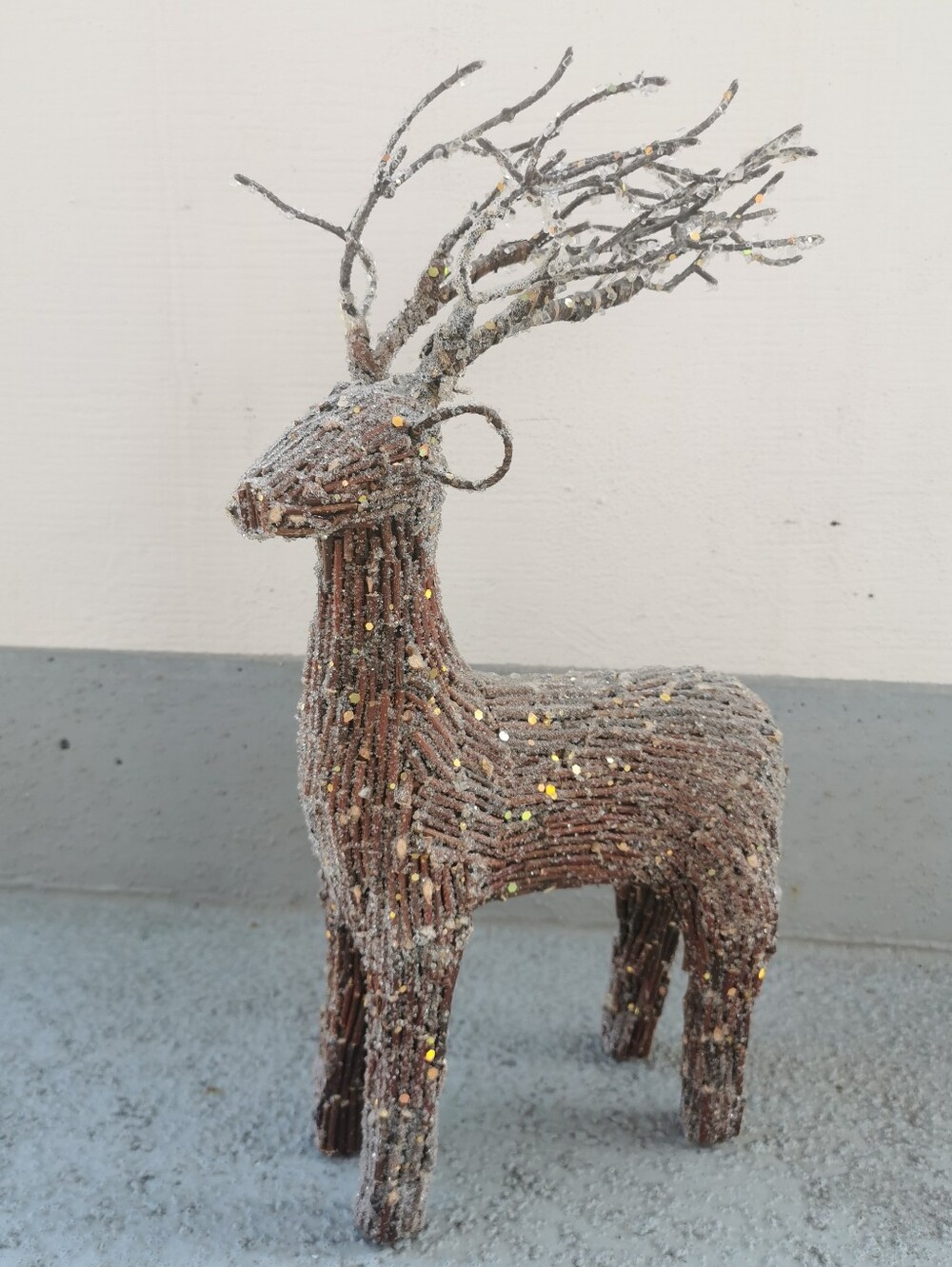 Rustic Fiber Reindeer Sculpture Woodland Christmas Decor 13"